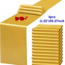 1/3/5 Packs Satin Red Table Runner 11.02*108.27 Inches Suitable For Christmas Birthday Wedding Party Banquets, Dinners, Banquets, Graduations, Family Gatherings, Theme Parties And Other Parties. - Multicolor - View 14