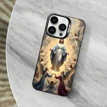 Funda de Teléfono Arte Virgen de Guadalupe Compatible con  11,12,13,16,14,15,Mini,Pro,XS,MAX Cubierta Negra Mate Antigolpes, Cubierta Compatible con Funda  17, Funda  17 Pro, Funda  17 Pro Max - z4 - Ver 6