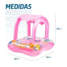 Inflatable Baby Float With Blue And Pink Canopy For Baby/Child - Float With UV Canopy, Comfortable Seat, Pool And Beach - 玫瑰 - 查看 2