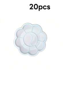 20 件一次性绘画调色板 - 花卉图案绘画托盘，柔和色彩，无需清洗，可堆叠便携式设计，适用于水彩、丙烯、水粉、油画 - 适用于教室、家庭、专业工作室使用 - 轻巧节省空间，艺术用品存储，梅花图案托盘