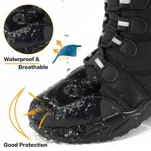 Black Snow Boots For Women Winter 2025: Warm Plush Collar Ankle Boots Waterproof Insulated Non Slip Boots Outdoor-Comfort Mid Calf Boots With Lace Up Design.Outdoor Waterproof Hiking Walking Platform Shoes, Lightweight Thermal Winter Keep Warm Boots - màu đen - Xem 4
