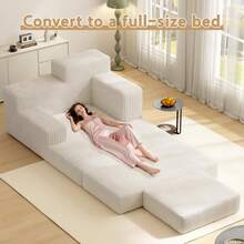 Chaise Lounge Chair Indoor 60'' X 54'', Oversized Sofa Bed Sleeper, High-Density Foam Cloud Couch With Dual-Height Armrests And 2 Pillows For Living Room, Bedroom, Reading Room - trắng - Xem 6