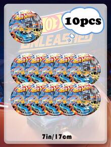 圣诞节、万圣节、感恩节和生日派对装饰套装、风火轮一次性桌布、纸盘、纸杯、纸巾、桌布和横幅、风火轮主题派对用品、派对装饰用品。 - 彩色 - 查看 5