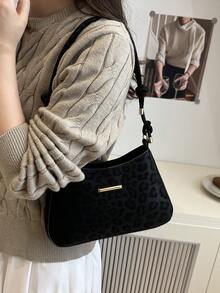 Geantă de umăr pentru femei la modă minimalistă, geantă sub braț, geantă crossbody pentru femei cu blocuri de culoare alb-negru