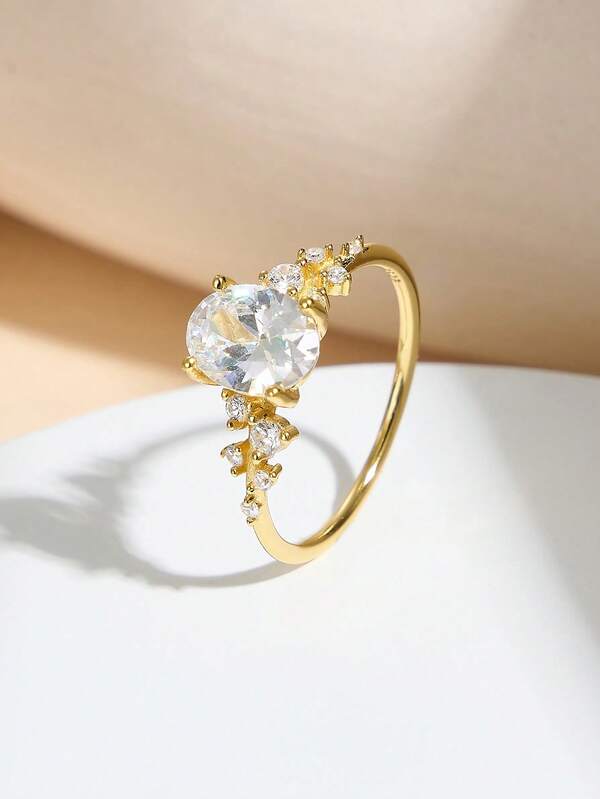 AETOLIA Delicato anello solitario in argento sterling 925 | Anello di fidanzamento/promessa con zirconia ovale 5A per donna, regalo perfetto per San Valentino, compleanno o anniversario per la fidanzata