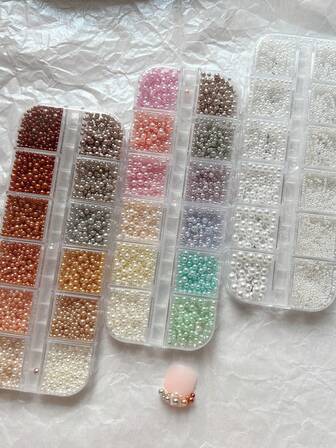 1 Set de Decoraciones de Perlas para Arte de Uñas, Surtido de Tamaños y Colores, Accesorios 3D Dimensionales