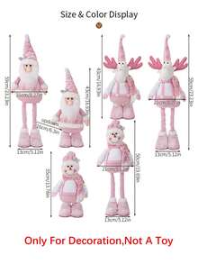 1pc Cute Christmas Pink Sequins Retractable Decorative Ornaments, Santa Claus, Snowman, Elk Desktop Decorative Ornaments, Christmas Tree Scene Decoration Props, Holiday Party Christmas Atmosphere Decoration Props, Christmas Decorations Gift, Christmas Decor, Room Decor, Home Decor