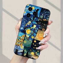 Esta elegante funda para teléfono presenta un patrón divertido de pinturas de Van Gogh y corazones, diseñada para ser a prueba de golpes y protectora para varios modelos de , lo que la convierte en una gran opción tanto para chicos como para chicas. - Negro - Ver 3