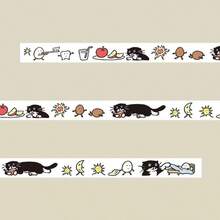 1 rolo de fita adesiva decorativa washi com estampa de gato de leite, estilo fofo desenhado à mão, adequada para scrapbooking, diário, artesanato faça você mesmo - Multicolorido - Ver 9