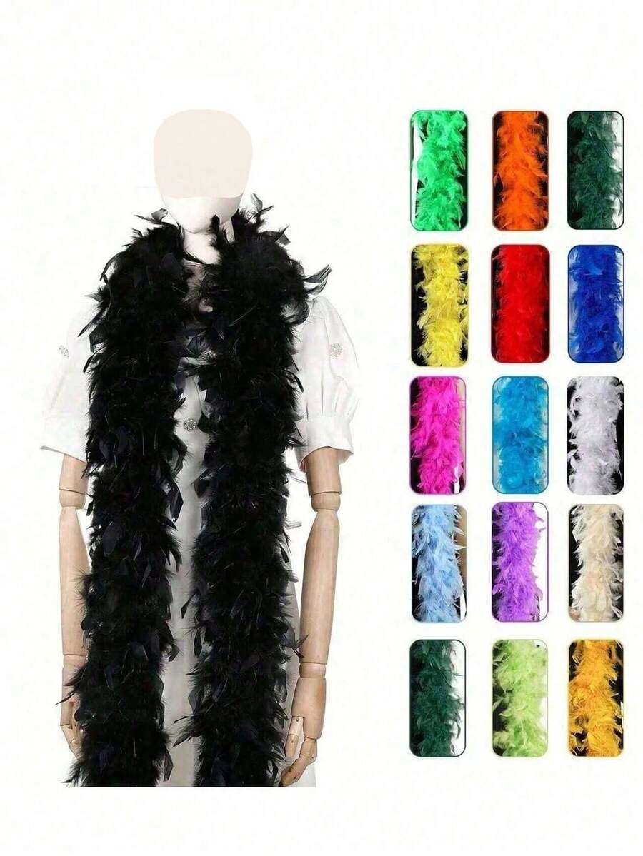 1pc Man-Made Colorful Feather Boas 6.6ft Feather Boa For Women For Dancing Wedding Party Christmas,Stage Decoration Holiday Party Headwear Accessories Clothing Accessories, ,Scarf Decoration, Suitable For Birthday Party, Christmas, Horse Racing, Tea Party, New Year's Eve, Concert And Home Decor, Dance Wedding, Stage Performance, Carnival Costume And Accessories, Party Supplies,Ideal Choice For Gifts