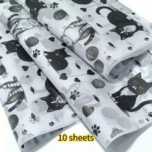 10/50/100 件黑猫图案礼品包装薄纸，适用于 DIY 工艺品、派对礼品、花束、鞋子和服装包装、节日和生日礼物包装装饰