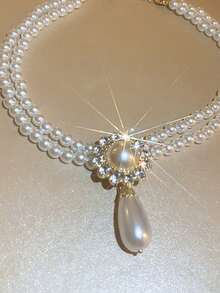 这款洛丽塔风格的复洛克仿珍珠流苏项链用途广泛，适合女士晚宴、舞会、婚礼及各种场合佩戴。它既是理想的装饰配饰，也是一条精美的项链。 - 白色 - 查看 2