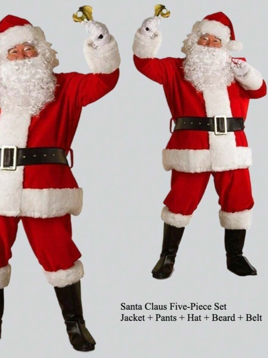 Adult Men Gold Deluxe Velvet Christmas Party Santa Claus Cosplay Premium Suit main image 0