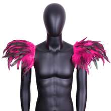 Hombreras de estilo gótico unisex de tamaño mediano con plumas sintéticas negras para fiesta de Navidad roja y carnaval, hechas de fibra de poliéster, perfectas para cosplay - A - Ver 13