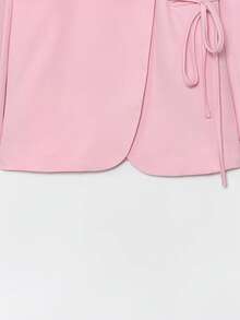 Women's Autumn Fashionable Casual Floral Tie-Up Blazer Jacket, Versatile Spring Pink - Pink - View 9