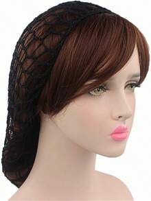 Women Soft Rayon Snood Hat Hair Net Crocheted Hair Net Mix Colorshalloween - FW-12-卡其色 - 查看 11