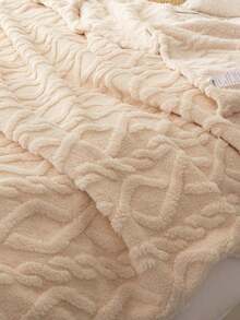 1件纯色柔软舒适保暖毯，家居装饰，适用于床、沙发、办公室、房间、宿舍，可机洗 - 米色 - 查看 9