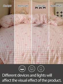 Bộ ga trải giường 3 món (1 ga trải giường + 1/2 vỏ gối, không bao gồm chăn bông), họa tiết kẻ caro đơn giản, ga trải giường mềm mại và thoải mái, phù hợp cho phòng ngủ, phòng khách. - Nhiều màu - Xem 6