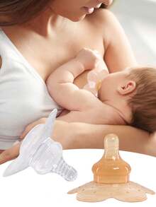 1 件婴儿哺乳乳头保护罩，防止咬伤，100% 液体硅胶乳头保护器，呵护妈妈 - 彩色 - 查看 2