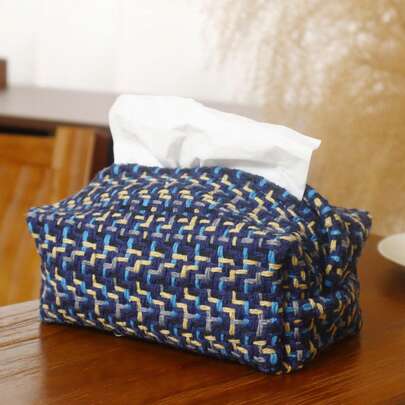 Caja de pañuelos tejida estilo nórdico e innovadora, caja de pañuelos de tela para el hogar o el coche, soporte para servilletas para la mesa del comedor o la sala de estar