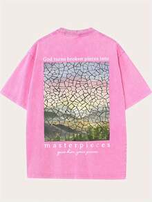Women's T-Shirt  'Go Get Em' Tiger Shirt: Colorful Retro Striped Tiger Tee, Cool For Summer. Women's Casual Round Neck P - 粉色 - 查看 2