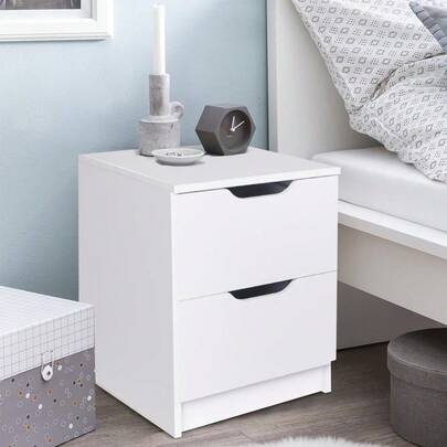 Bakaji Comodino Camera da Letto Mobiletto Cassettiera 2 Cassetti Maniglia a Fessura Design Moderno in Legno MDF Mobile Arredo Casa Dimensione 50 x 40 x 40 cm