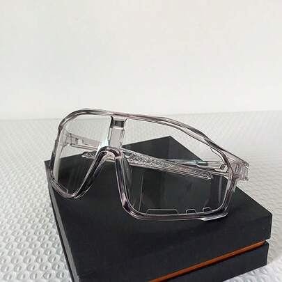 Gray-Transparent Frame Photochromic Cycling Glasses, Outdoor Sports Glasses, Men's MTB Mountain Road Cycling Glasses, Outdoor Camping Fishing Motorcycle Glasses