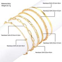 6pcs Bohemia Twisted Flat Snake Chain Anklet Sets For Women Simple Gold Color Ankle Bracelet On Leg Foot Summer Beach Jewelry - Vàng - Xem 2