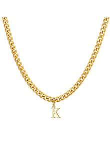 1pc Popular Classic Stainless Steel Letter Pendant Necklace, Men's Style - Gold-26 Letters - View 8