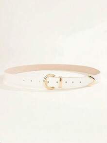 1pc Semicircle Buckle Waist Belt, Fashion Versatile For Dresses, Jeans, Casual Daily Use, Minimalist Design - White - View 2