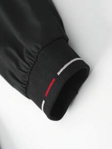 Men's Fashionable Simple Lining Printed Jacket - Black - View 8