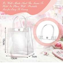 1/5/10/20/30/50pcs Set Waterproof Transparent Pvc Button Gift Bag Shopping Bag Handbag, Perfect For Ladies' Wedding, Party And Festival Gifts Stadium Approved Clear Transparent Purse Bag For Concerts Sports Events Festivals , Transparent, Clear Waterproof Bag For Women, Perfect For Summer, Vacation & Beach - Clear - View 2