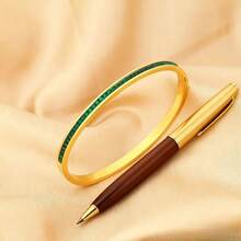 4/1pc Women's Fashion Gold Waist Bracelet, Green Square Diamond, Gold Crescent Moon Bracelet, Gold Egg-Shaped Open Bracelet Inlaid With 18K Gold Zirconia, Luxury Stackable Bracelets, Birthday, New Year, Valentine's Day Gift, Matching Jewelry For Girlfriend, Couple, No Gift Box