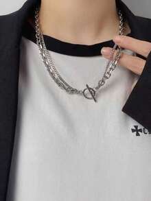 Minimalist Layered OT Clasp Necklace, Unisex Jewelry Design