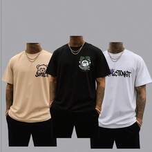 Set 3 Kit Men's T-Shirt Premium Cotton Children's Adult Plus Size Streetwear Perfectionist, Panda Graffiti, Bear Being - 彩色 - 查看 2