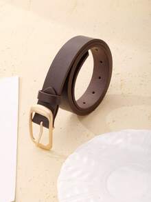 2 chiếc thắt lưng da PU thời trang đa năng cỡ lớn dành cho nữ, khóa kim loại vàng cao cấp, phù hợp với quần jean, váy và nhiều dịp khác nhau - Màu be + nâu - Xem 4