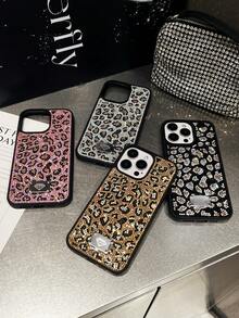 Luxury Leopard Print Fashion Rhinestone Inlaid Shiny Gold Soft Touch Full Coverage Protective Phone Case 1pc Compatible With IPhone 17 Pro Max Anniversary Gift - Gold - View 7