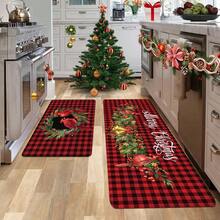1/2/3 件装，厚度 0.47 英寸/1.2 厘米，圣诞红鸟和圣诞铃铛图案厨房地毯套装，冬季圣诞厨房垫，节日玄关地毯，乔迁圣诞吸水地毯，适用于室内/室外门廊，尺寸：16 英寸 x 24 英寸，16 英寸 x 47 英寸 - 彩色 - 查看 6