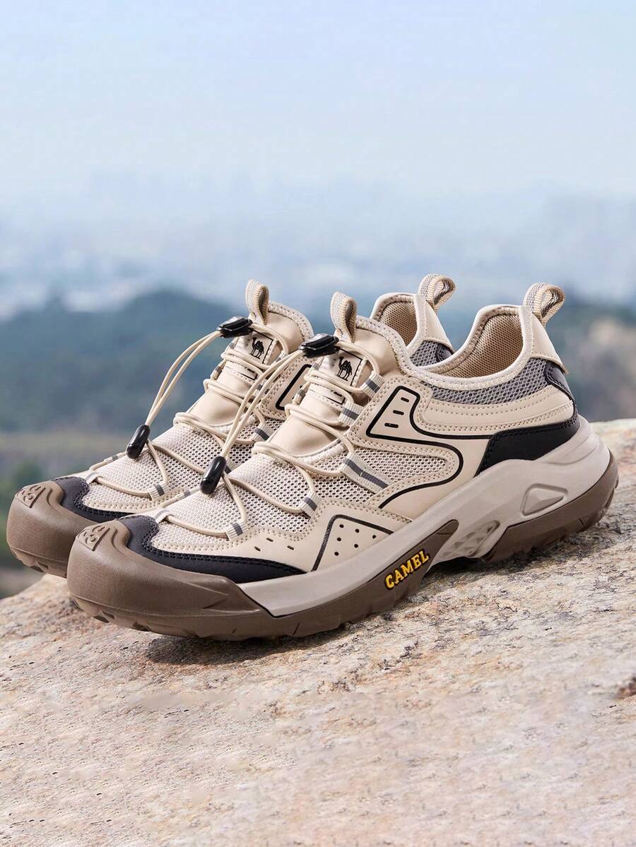 CAMEL CROWN Autumn Shock-Absorbing Breathable Anti-Collision Slip-Resistant Thick Sole Lace-Free Men Urban Outdoor Hiking Shoes - Apricot - View 1