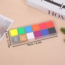 12 Colors Oil-Based Watercolor Paints, Face Paint, Fluorescent - Visible Under UV Light, Vibrant Colors, Suitable For Summer Parties, Carnivals, Halloween, Christmas, Easter, Stage Performances, Cosplay, World Cup Cheerleading Outfits - JHP022 - View 10