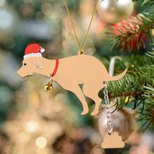 1pc DIY Funny Poop Puppy Wooden Christmas Tree Decoration Pendant Creative Ornament Pendant Merry Christmas Gift, Xmas Decor, Christmas Tree Decor, Christmas Decor, Christmas Tree Ornament Decor, Christmas Decorations , Christmas Decorations