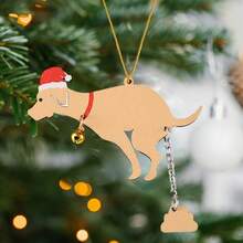 1pc DIY Funny Poop Puppy Wooden Christmas Tree Decoration Pendant Creative Ornament Pendant Merry Christmas Gift, Xmas Decor, Christmas Tree Decor, Christmas Decor, Christmas Tree Ornament Decor, Christmas Decorations , Christmas Decorations