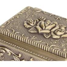 Caja de joyería de metal rosa Otufna, caja de baratijas de aleación de zinc, caja de almacenamiento de joyería vintage rectangular para anillos, aretes y collares - 1 - Ver 9