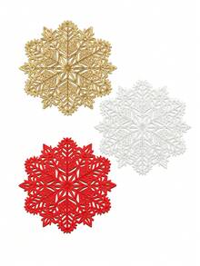 1/4/6pcs(10cm*10cm), Christmas Snowflake Placemats, PVC Placemats For Christmas Table Decorations, Vase Mats, Christmas Table Snowflake Decorative Protective Mats.