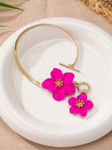 1pc Fashionable White Floral Spray Painting Elegant Simple Anklet For Women, Suitable For Party & Holiday - Hồng - Xem 3