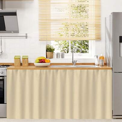 1pc Kitchen Short Curtain, Privacy Storage Cabinet Curtain, Waterproof Sink Dust Cover Curtain, Suitable For Small Kitchen & Pantry