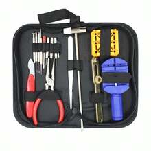 16 Pcs Watch Repair Kit Band Pin Strap Link Remover Back Hammer Screwdriver - Black - View 10
