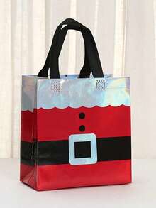 1/3/5 pièces Sac cadeau de Noël, sac non tissé, sacs cadeaux réutilisables avec poignées, sacs à main holographiques du Père Noël, convient pour les fêtes, les anniversaires, les baptêmes, les cadeaux de Noël, en vrac, pour les fournitures d'emballage de bonbons