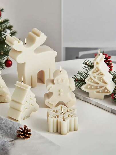 3pcs Christmas Themed Silicone Candle Mold Set: Reusable, Soft And Easy-To-Release DIY Craft Molds For Scented Candles, Handmade Soaps And Plaster Decorations - Features Tree, Snowflake, Snowman And Reindeer Designs - Perfect Holiday Gift Decorations