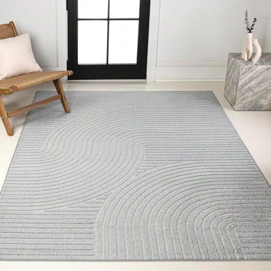 1pc Retro Curve Minimalist Geometric Area Rugs For Living Room, Floor Carpet For Bedroom, Carpets Home Decor Rugs, Homestay Hotel, Non-Slip Machine Washable Carpet, Home Decor Room Decor - 樣式 4 - 查看 1